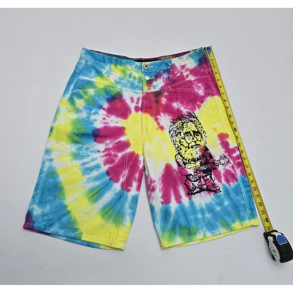 Marithe Francois Girbaud BLU Y2K Tie Dye Graphic Denim Shorts Vintage Mens 34 - Picture 9 of 12